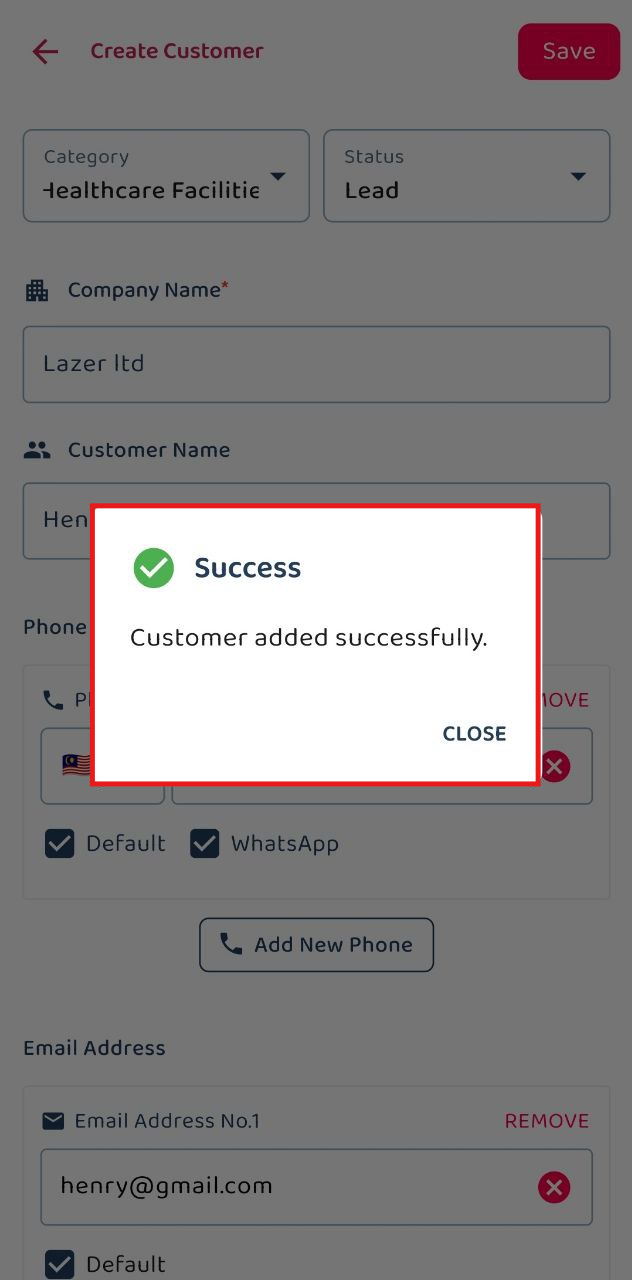 Add New Customer2 Mobile Step 8