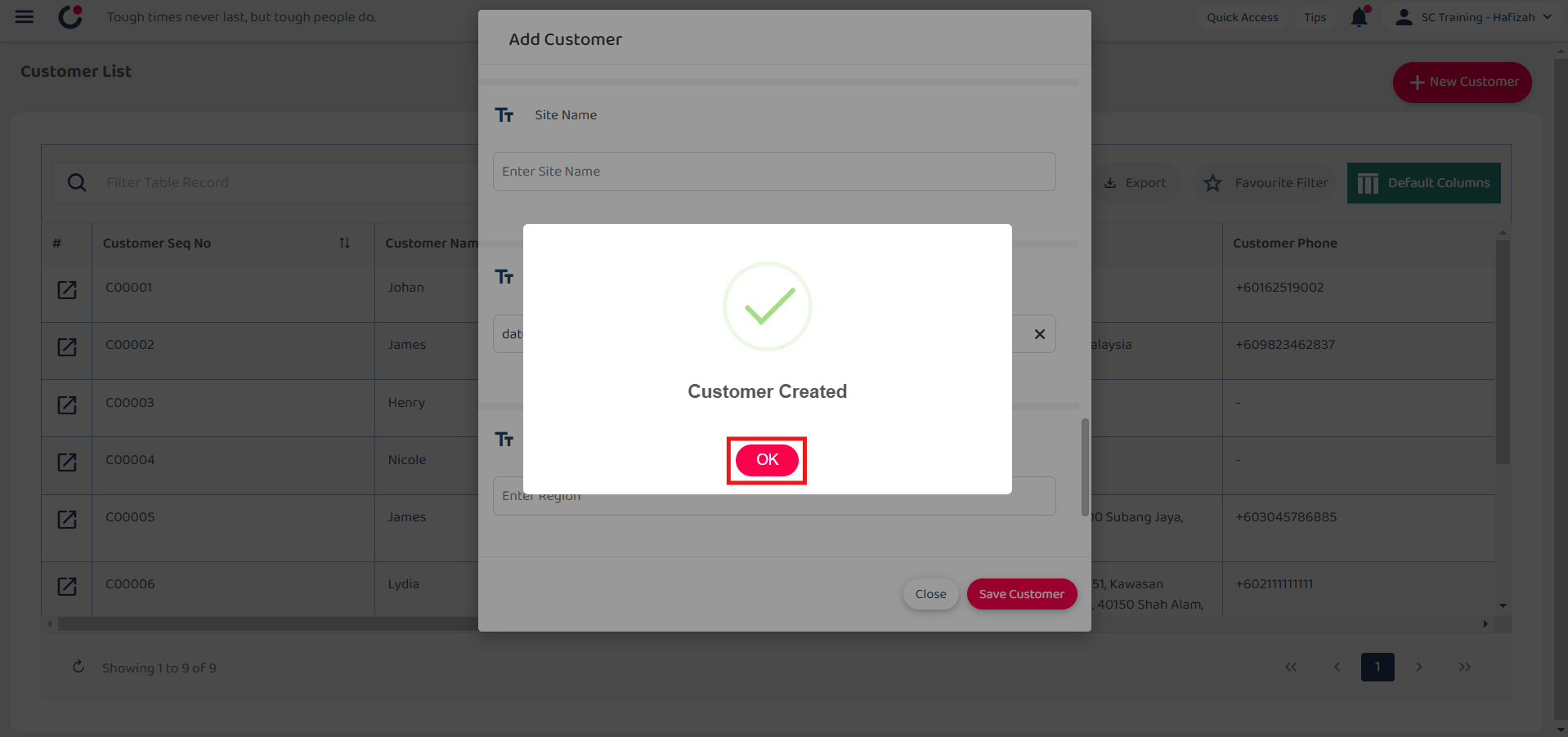 Add New Customer Step 5