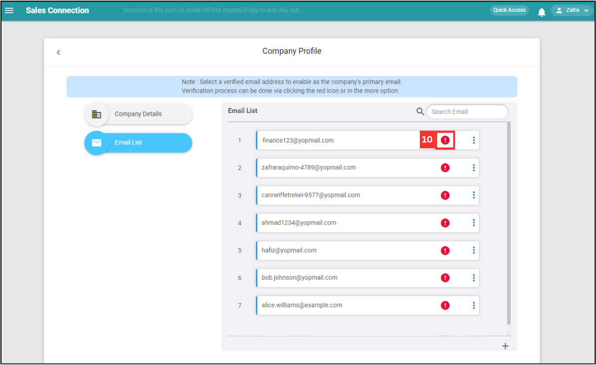 Company Profile Settings Step 10