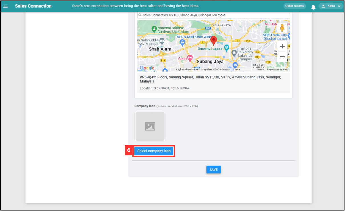 Company Profile Settings Step 6