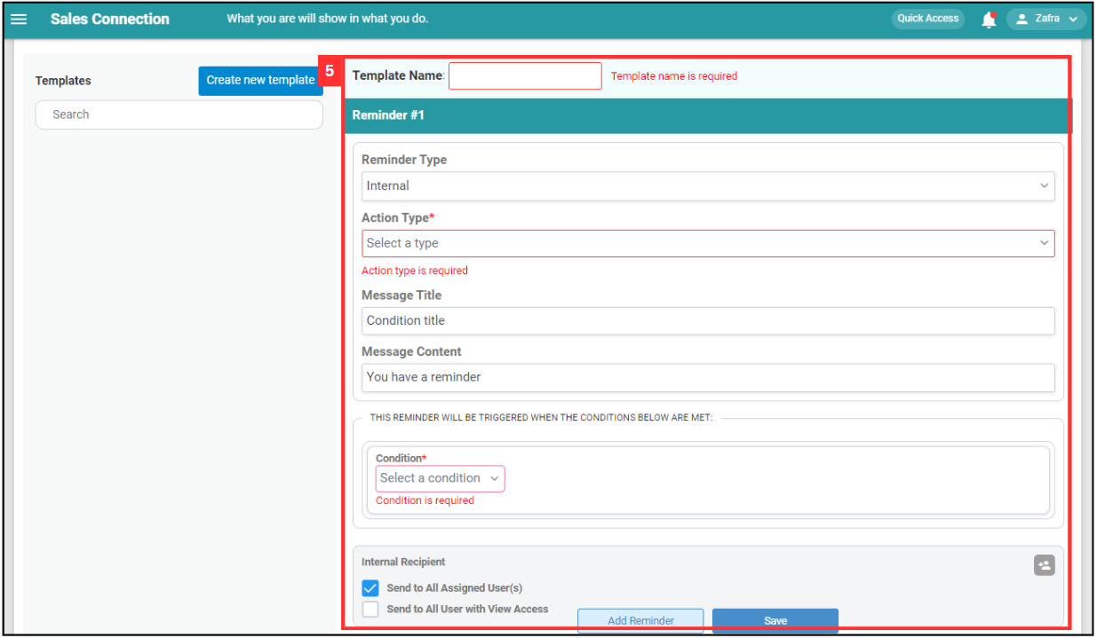 Create Reminder Template Step 5