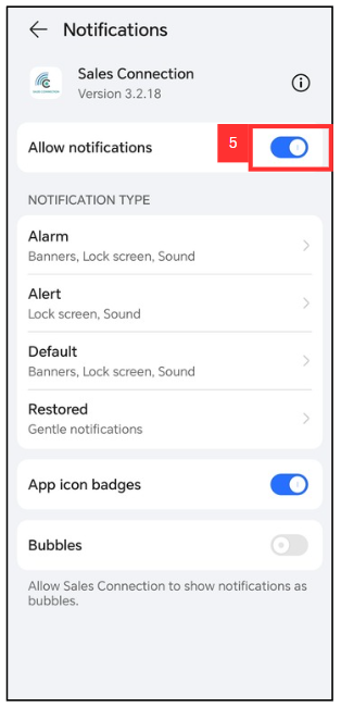 Notification Setting Step 5