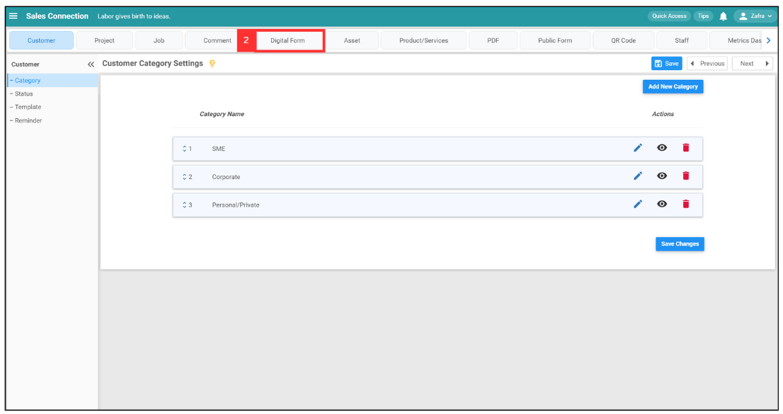 How to edit access for Digital Form Step 2