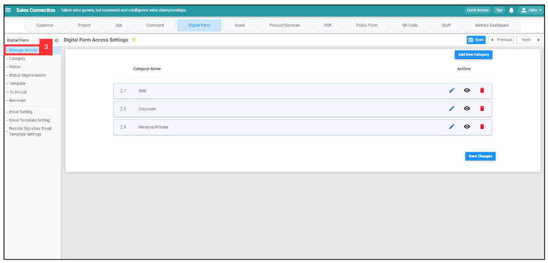 How to edit access for Digital Form Step 3