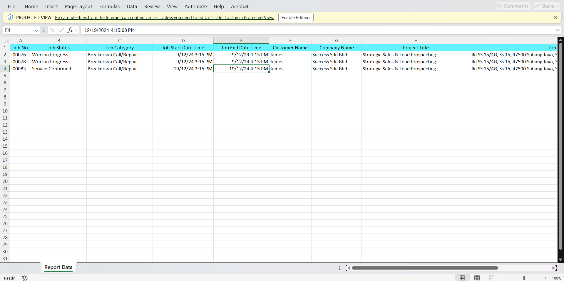 Excel Export File