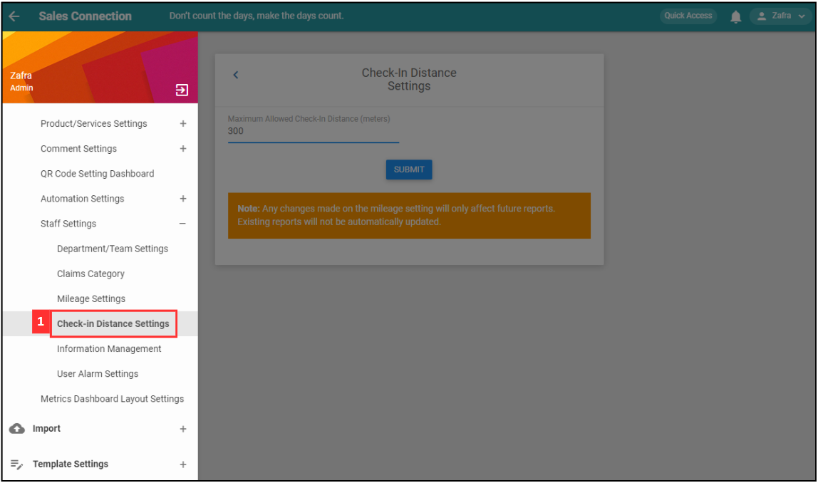 Geofencing Radius Page