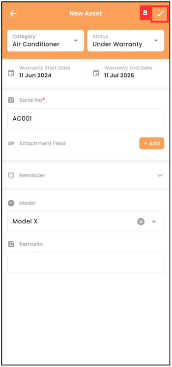 How to add new asset2 Mobile Step 8