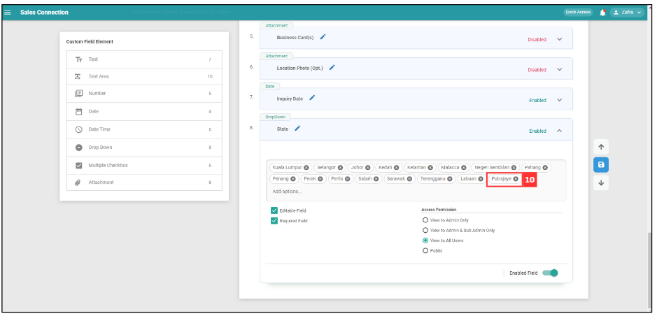 How to Use Dropdown Field in Customer Step 10