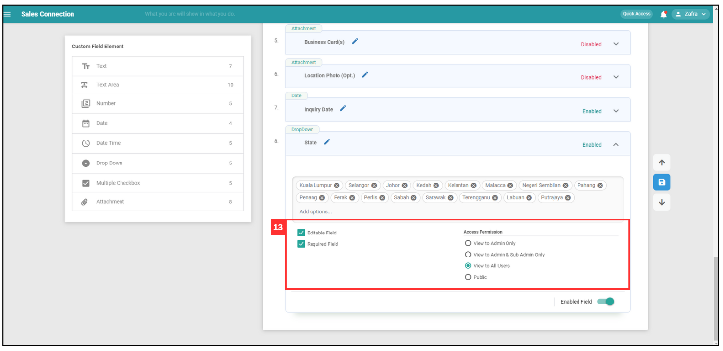 How to Use Dropdown Field in Customer Step 13