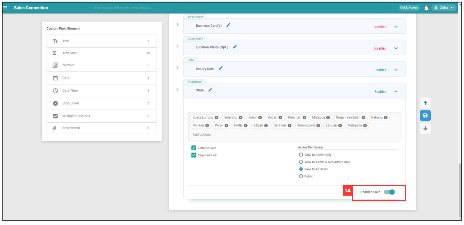 How to Use Dropdown Field in Customer Step 14