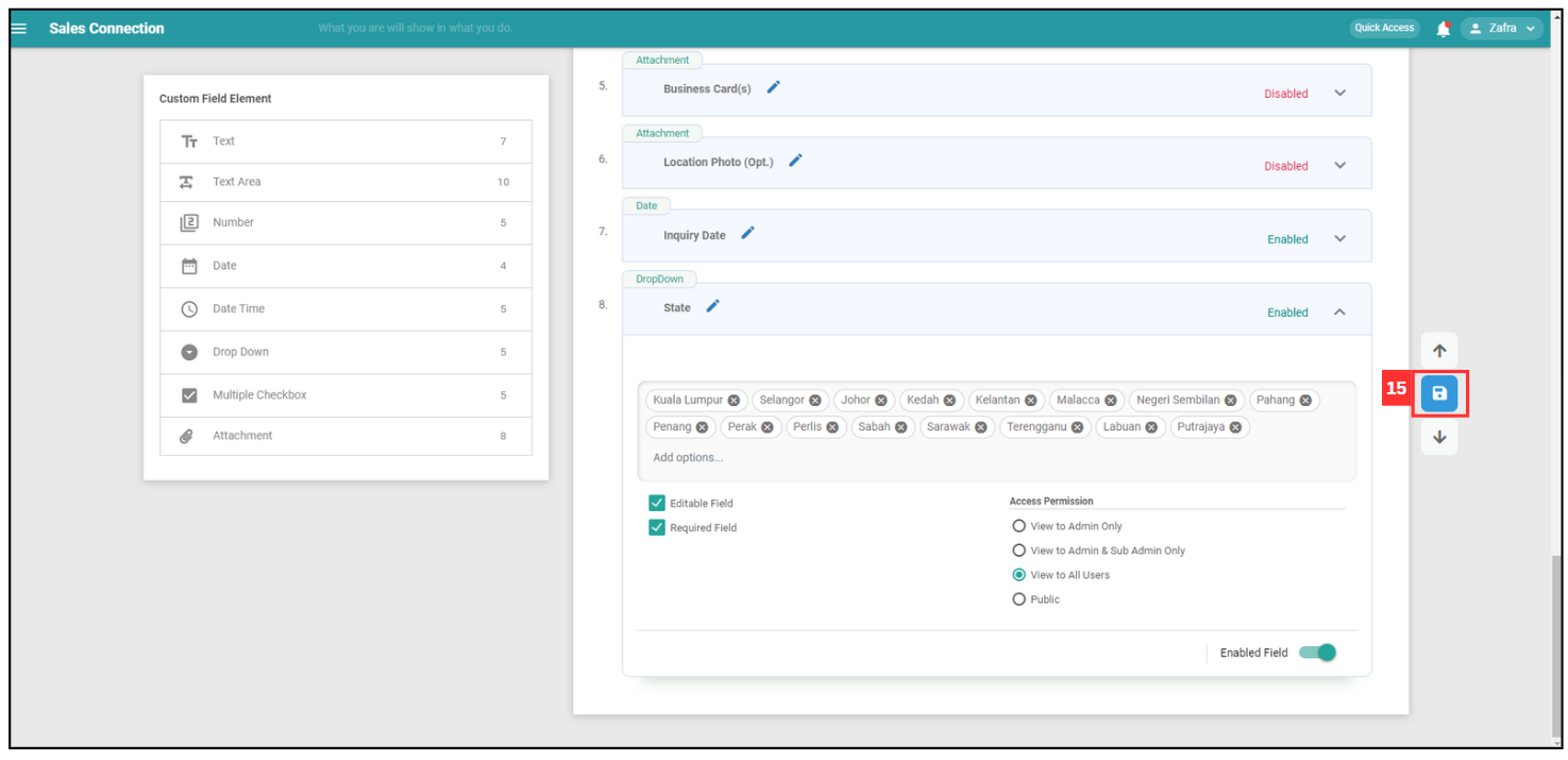 How to Use Dropdown Field in Customer Step 15