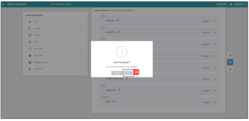 How to Use Dropdown Field in Customer Step 16