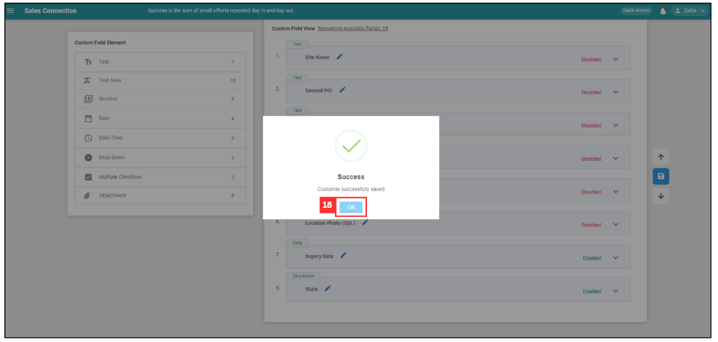 How to Use Dropdown Field in Customer Step 18