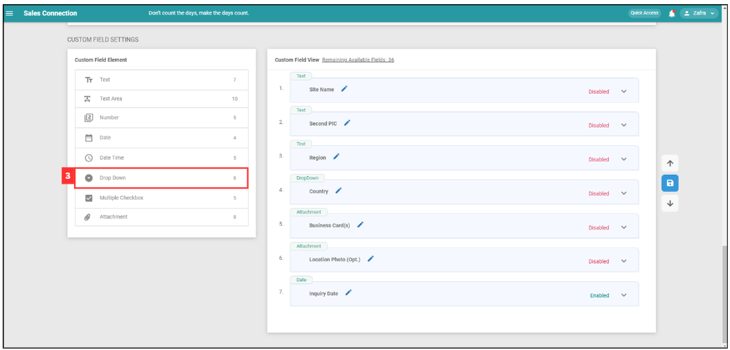 How to Use Dropdown Field in Customer Step 3