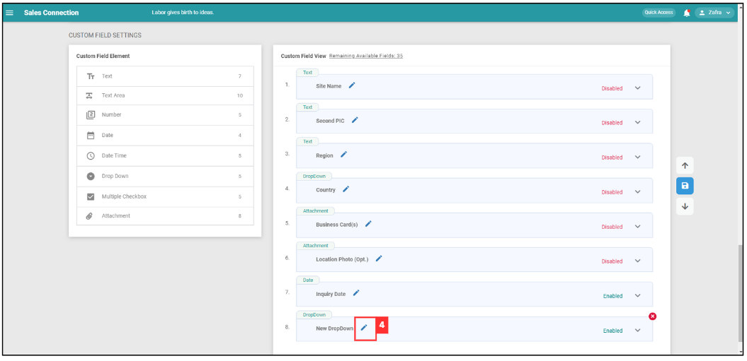 How to Use Dropdown Field in Customer Step 4