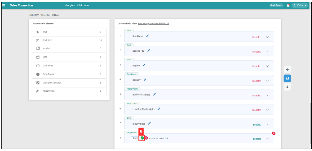 How to Use Dropdown Field in Customer Step 6