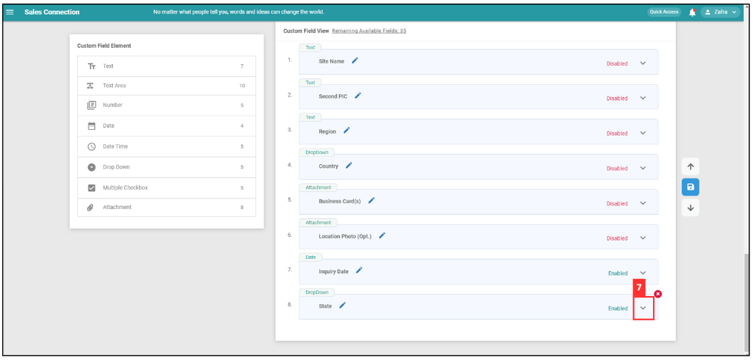 How to Use Dropdown Field in Customer Step 7