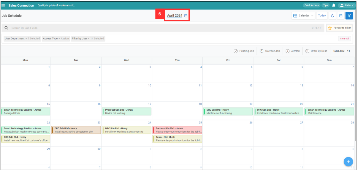 Job Filter by date range result