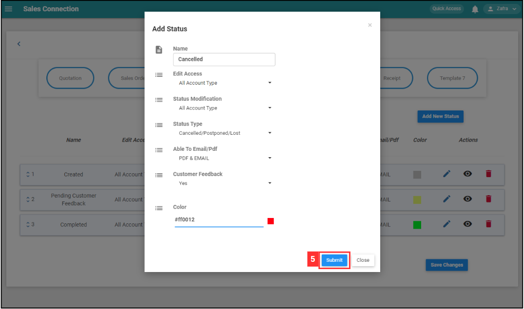 New DF Status Submit Button