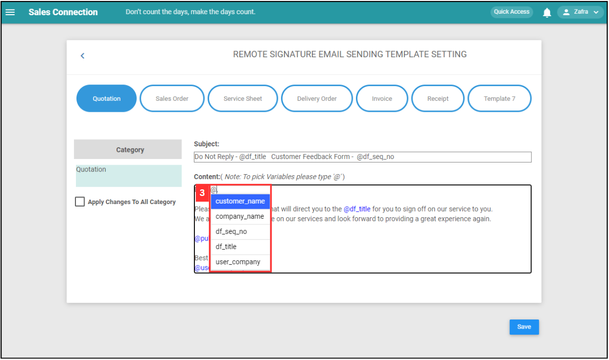 Remote Signature Email Template Settings Step 3