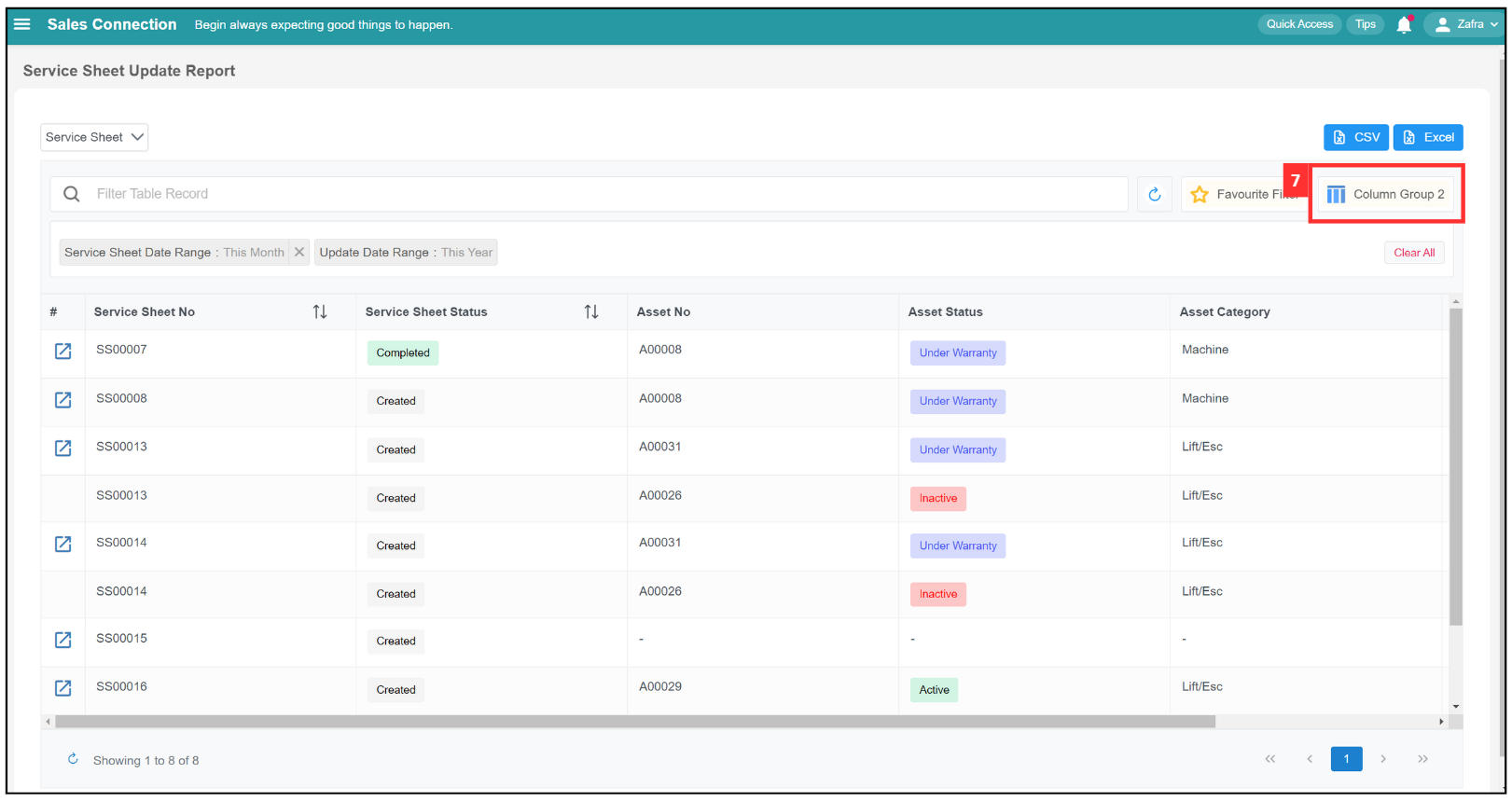 Report Update Page Default Columns Step 7