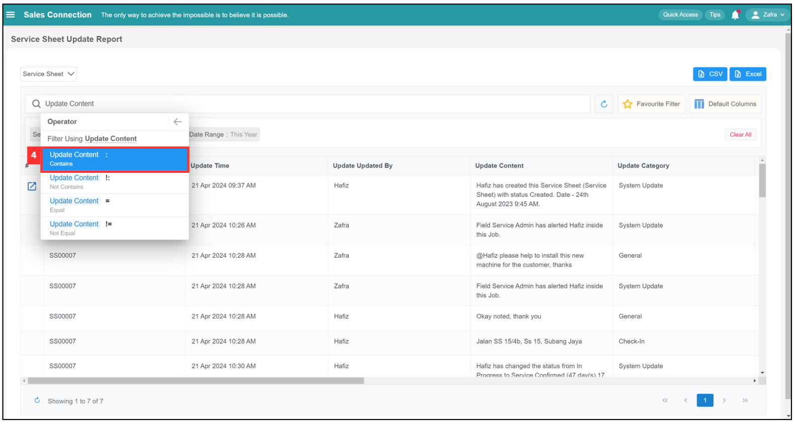 Report Update Page Filter Step 4