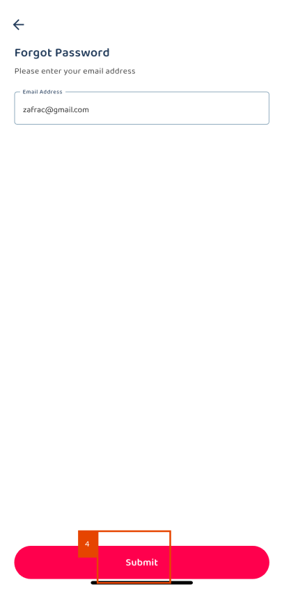 Reset Passsword Using Email in App Step 5