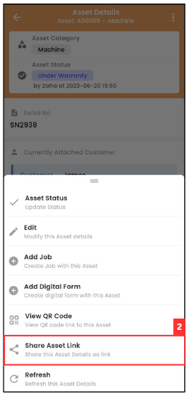 Send Asset Link to Customer Step 2