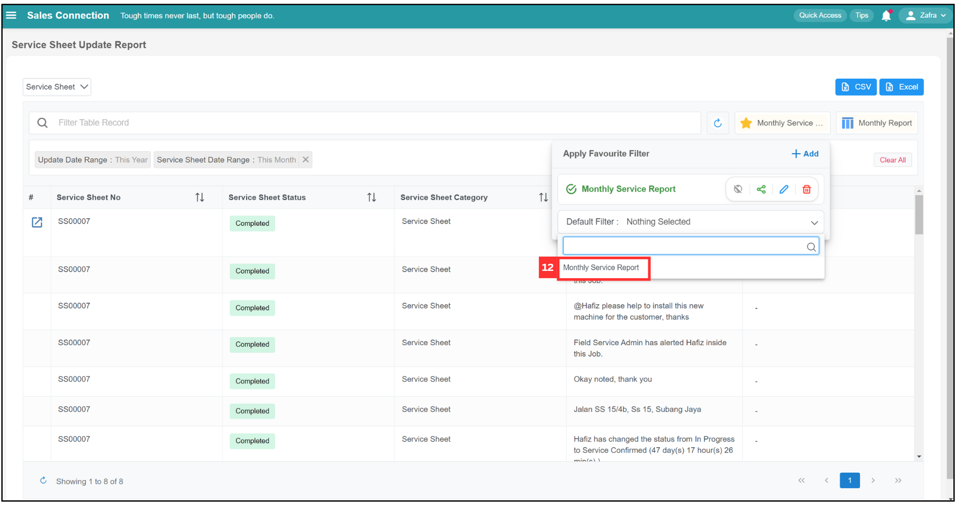 Update Report Page Favourite Filter Step 12