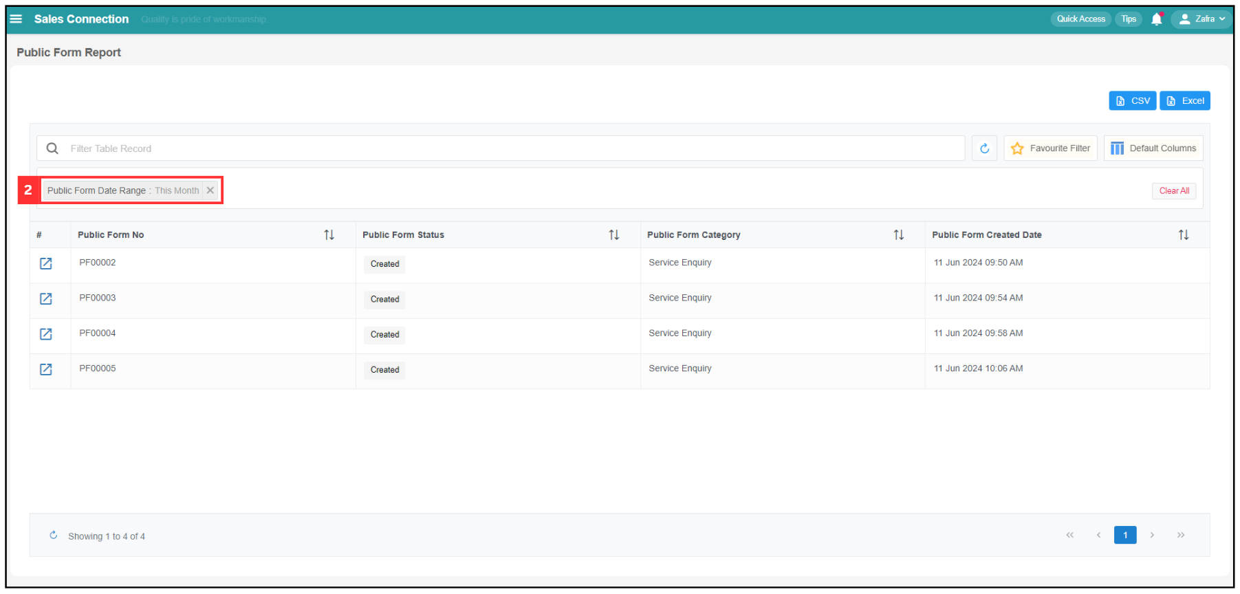 Access Submitted Public Form Filter Step 2