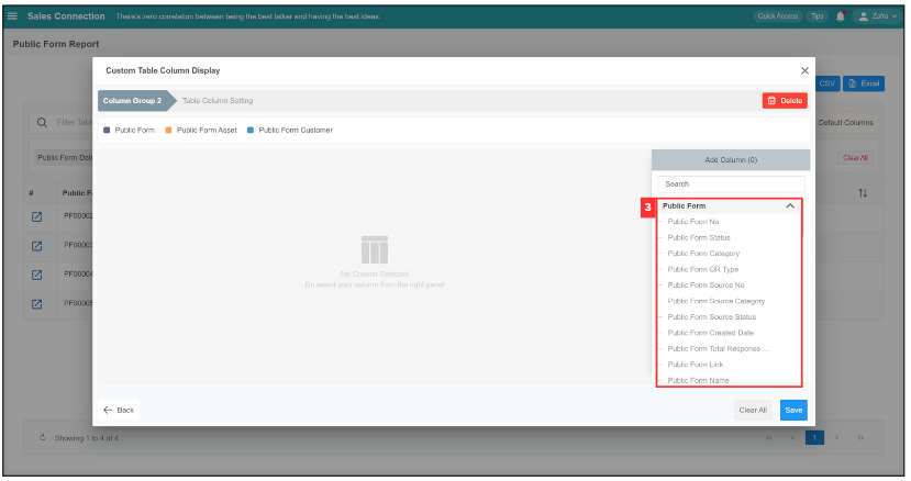 Access Submitted Public Form Defualt Columns Step 3