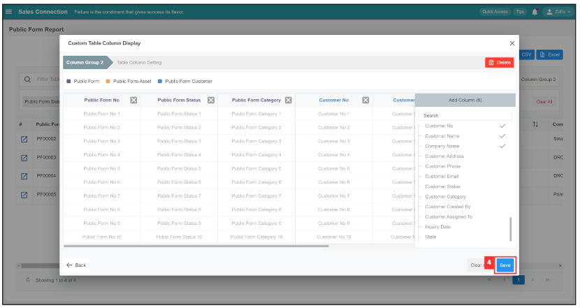 Access Submitted Public Form Defualt Columns Step 4