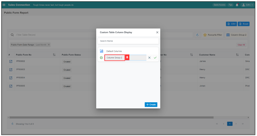 Access Submitted Public Form Defualt Columns Step 8