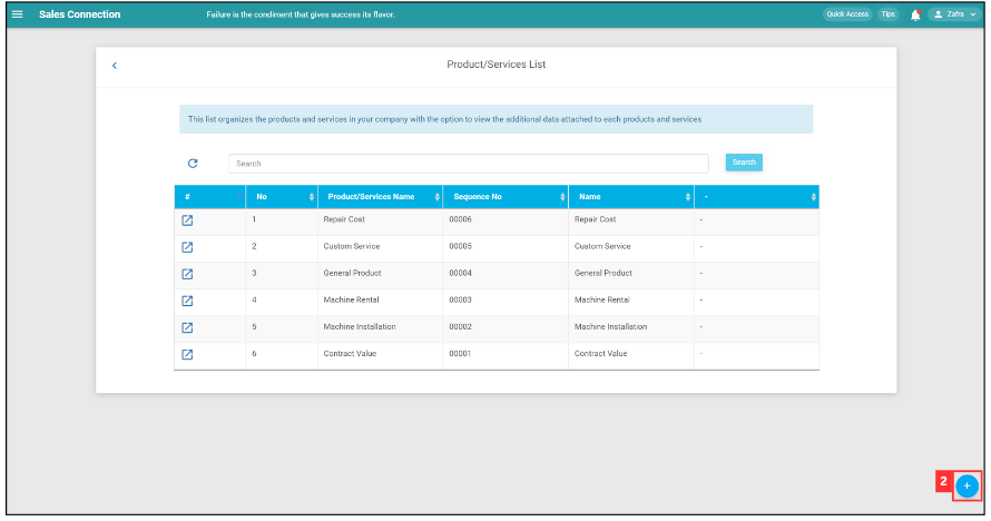 Add New Product/Services List Step 2