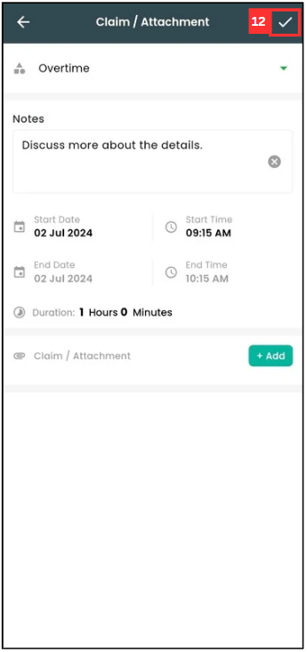 Add Overtime Claim Step 12