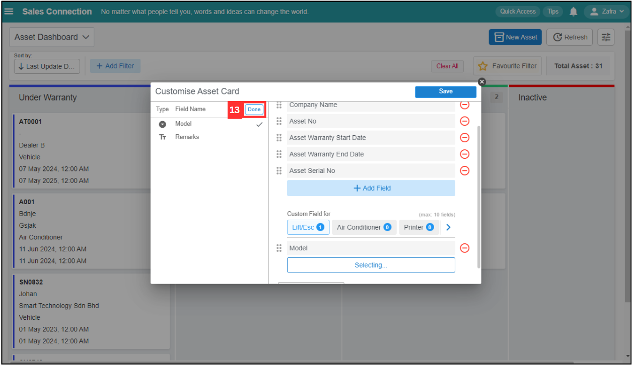 Asset Dashboard Step 13