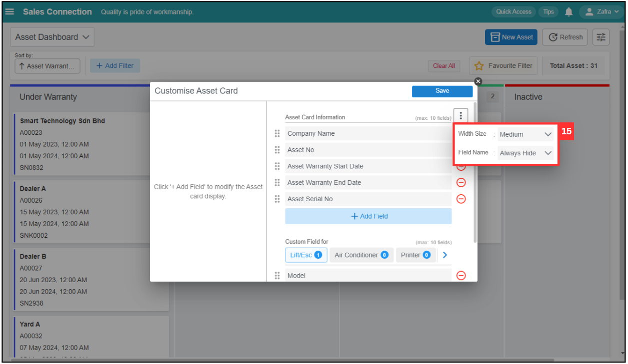 Asset Dashboard Step 15