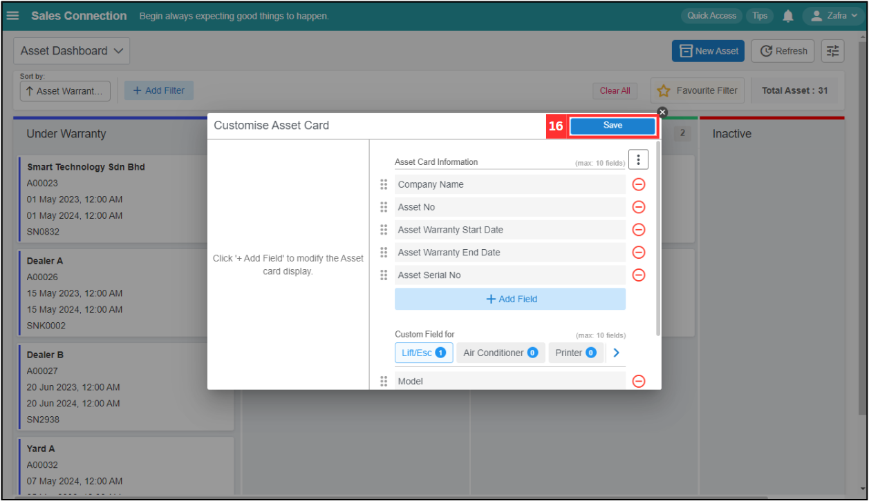 Asset Dashboard Step 16