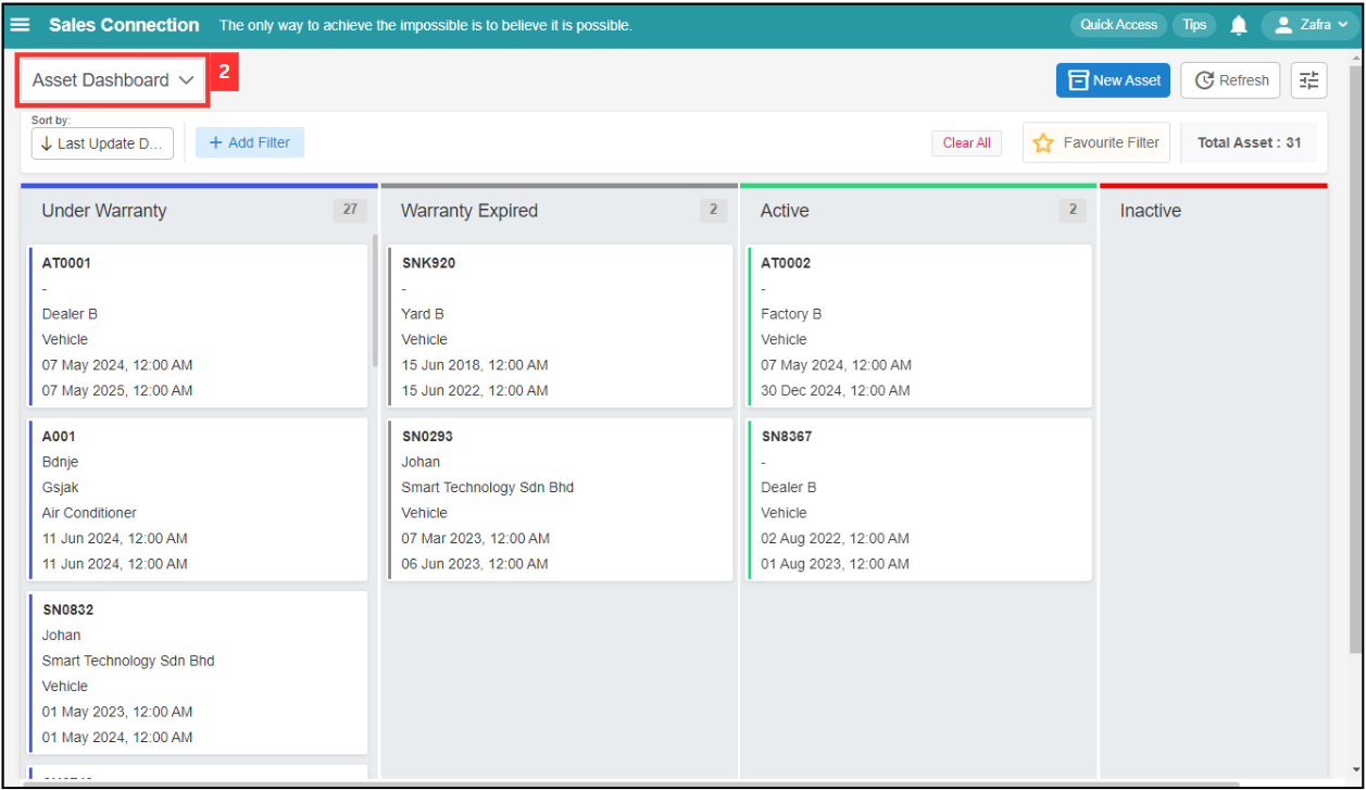 Asset Dashboard Step 2