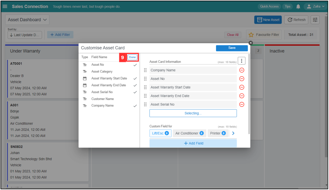 Asset Dashboard Step 9