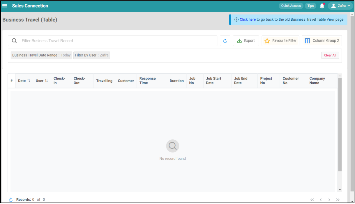 Business Travel Table Default Columns Step 5