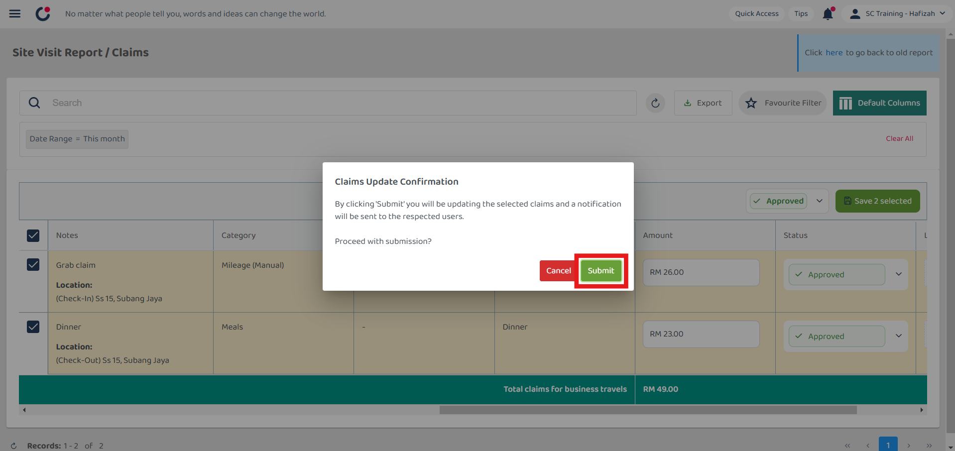 Claim Management Change Claim Status Step 10