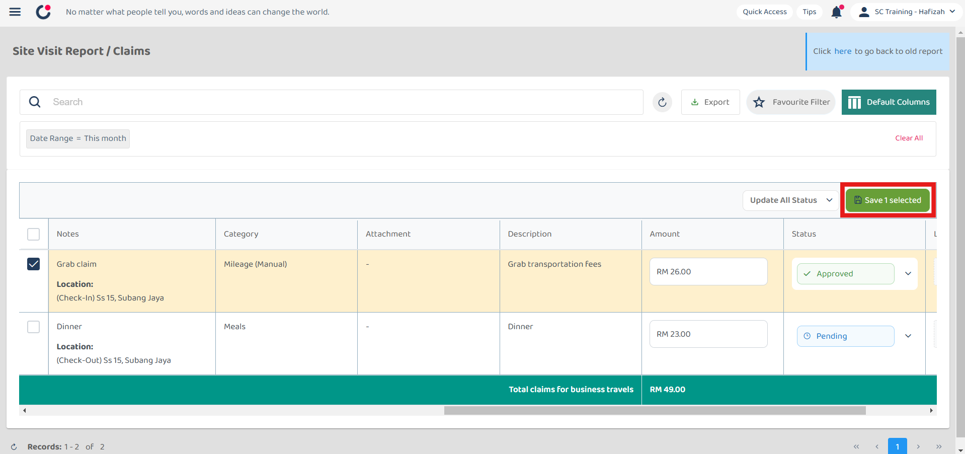 Claim Management Change Claim Status Step 3