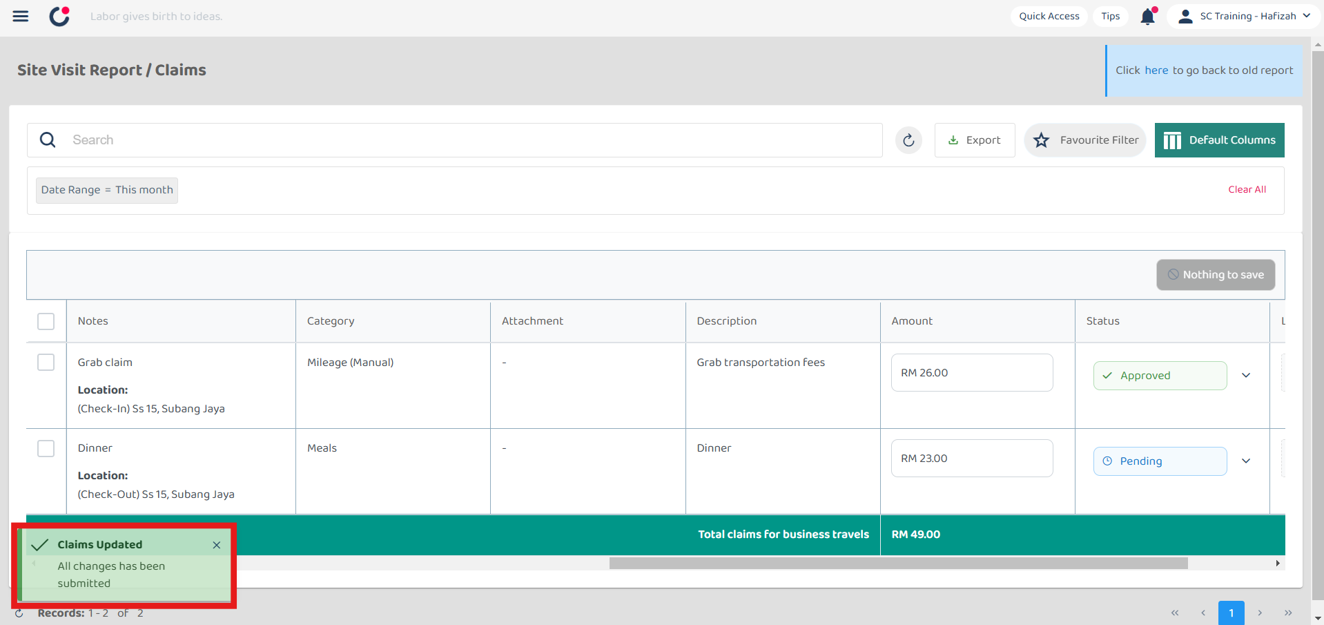 Claim Management Change Claim Status Step 5