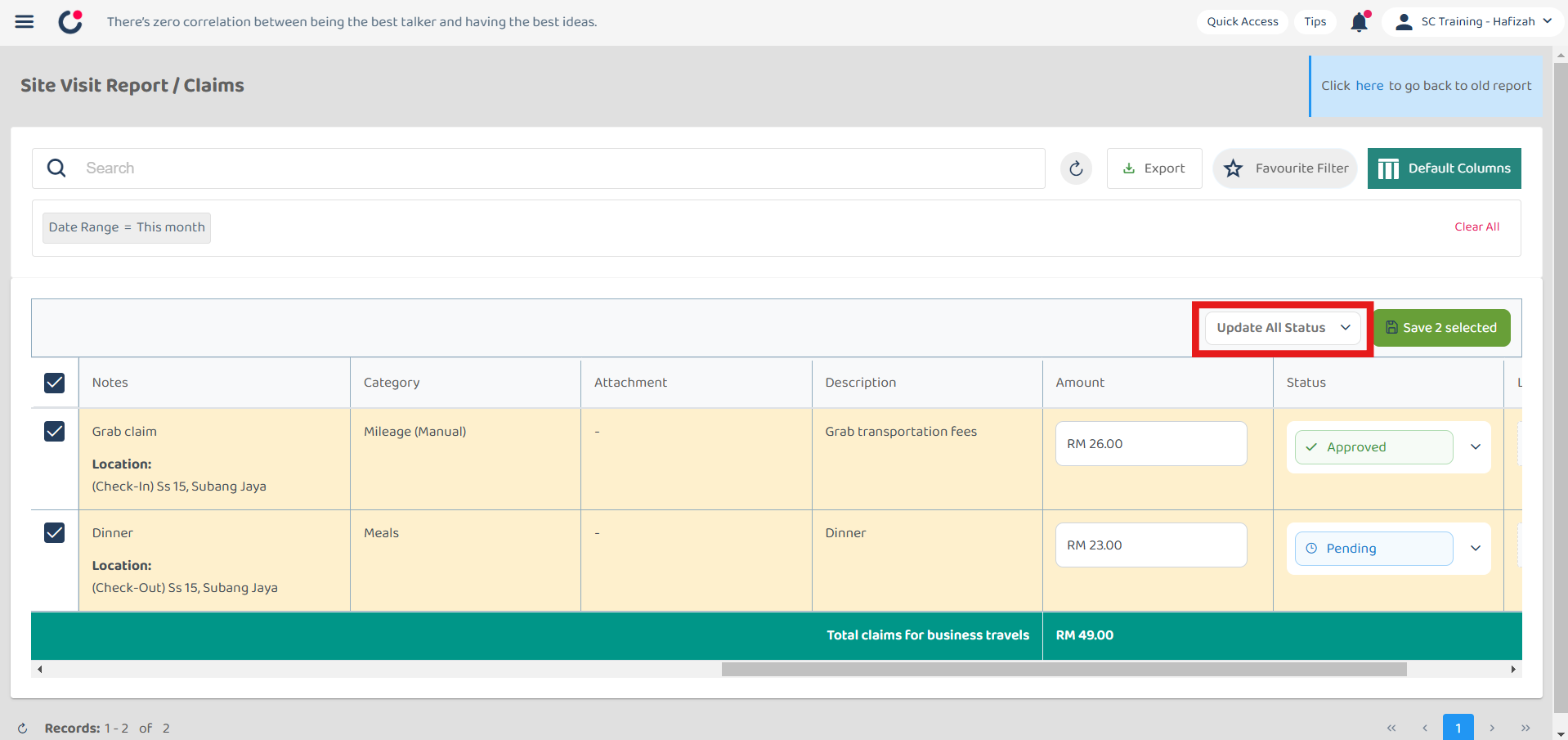 Claim Management Change Claim Status Step 7