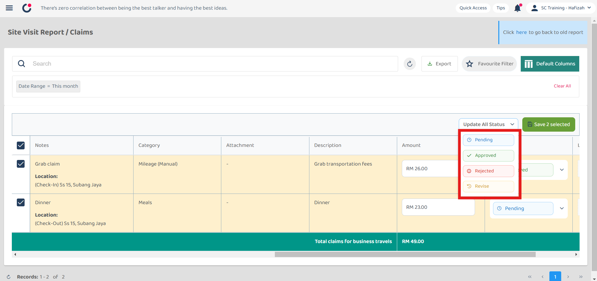 Claim Management Change Claim Status Step 8