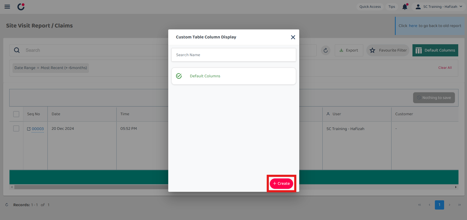 Claim Management Default Columns Step 2