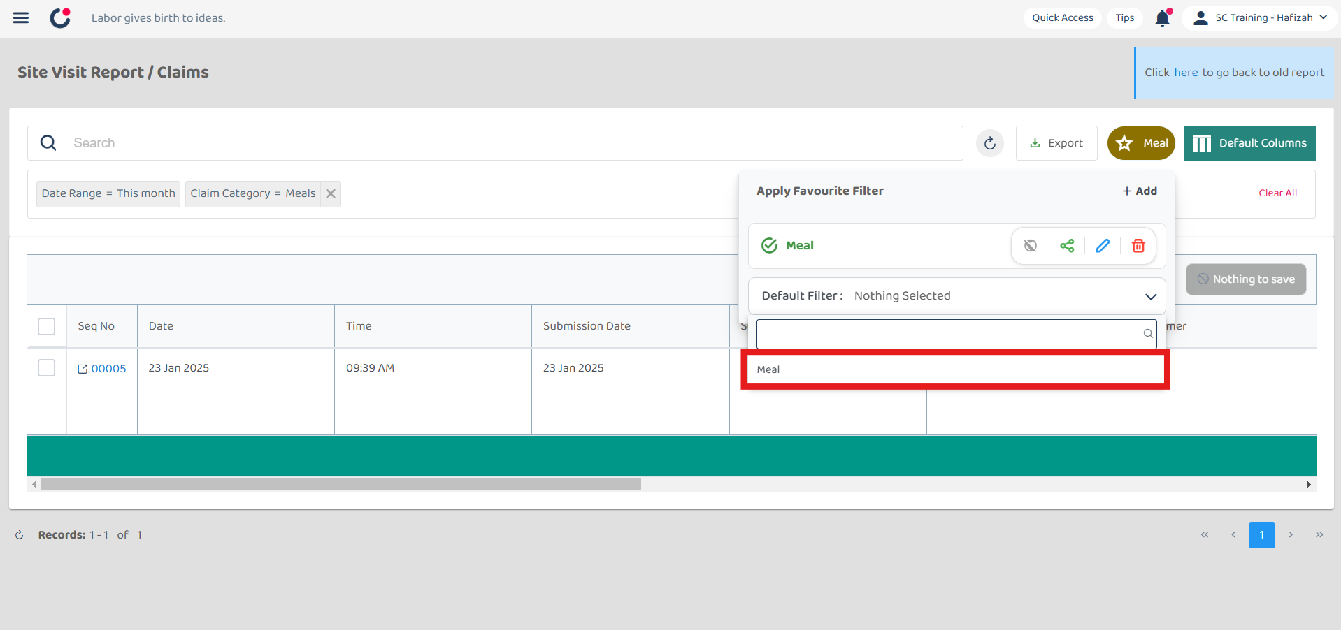 Claim Management Default Filter Step 3