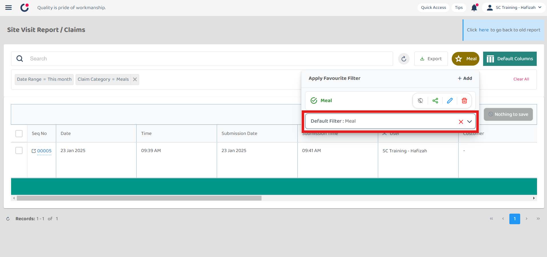 Claim Management Default Filter Step 4