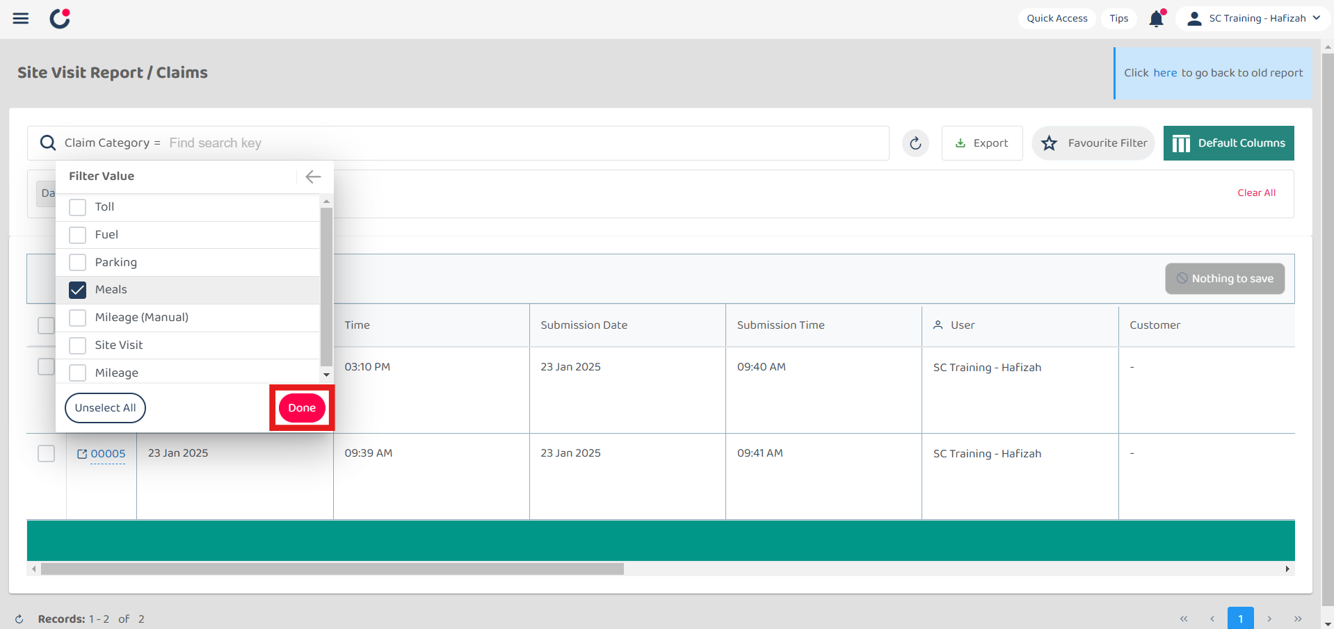 Claims Management Filter Step 4